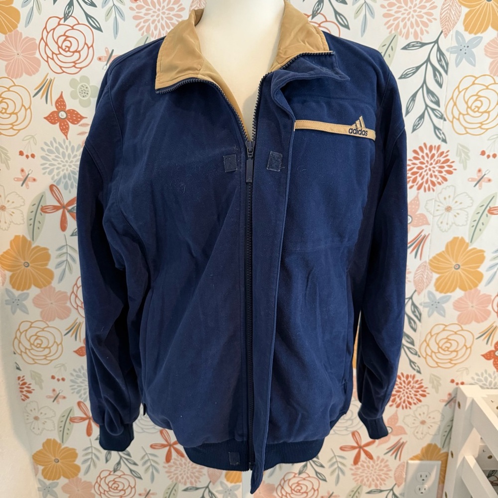 Men’s Adidas Full Zip Jacket | Size Small | Navy Blue | 3 Zipper Pockets